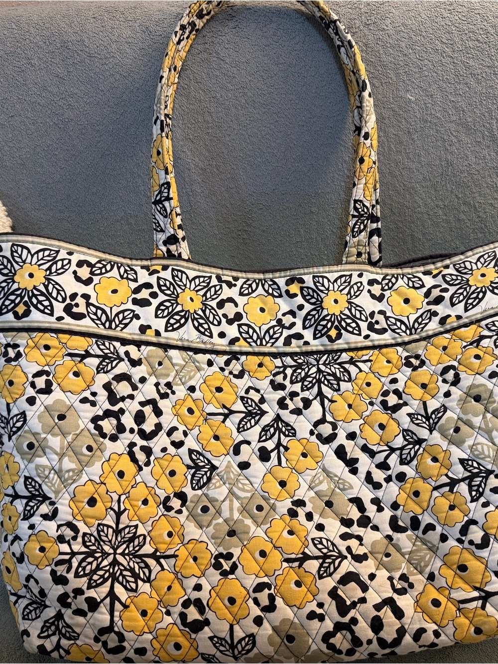Vera Bradley Yellow Black White Quilted Floral Tote